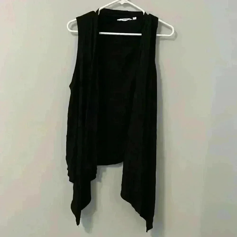 Athleta Black Open Front Sleeveless Vest Large